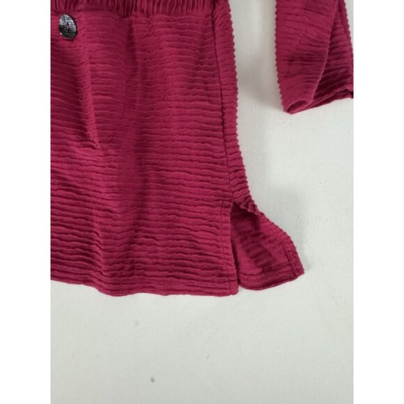 HABITAT Clothes To Live In Fuschia Pink Textured Long Sleeve Tunic Top Sz L - Picture 5 of 7